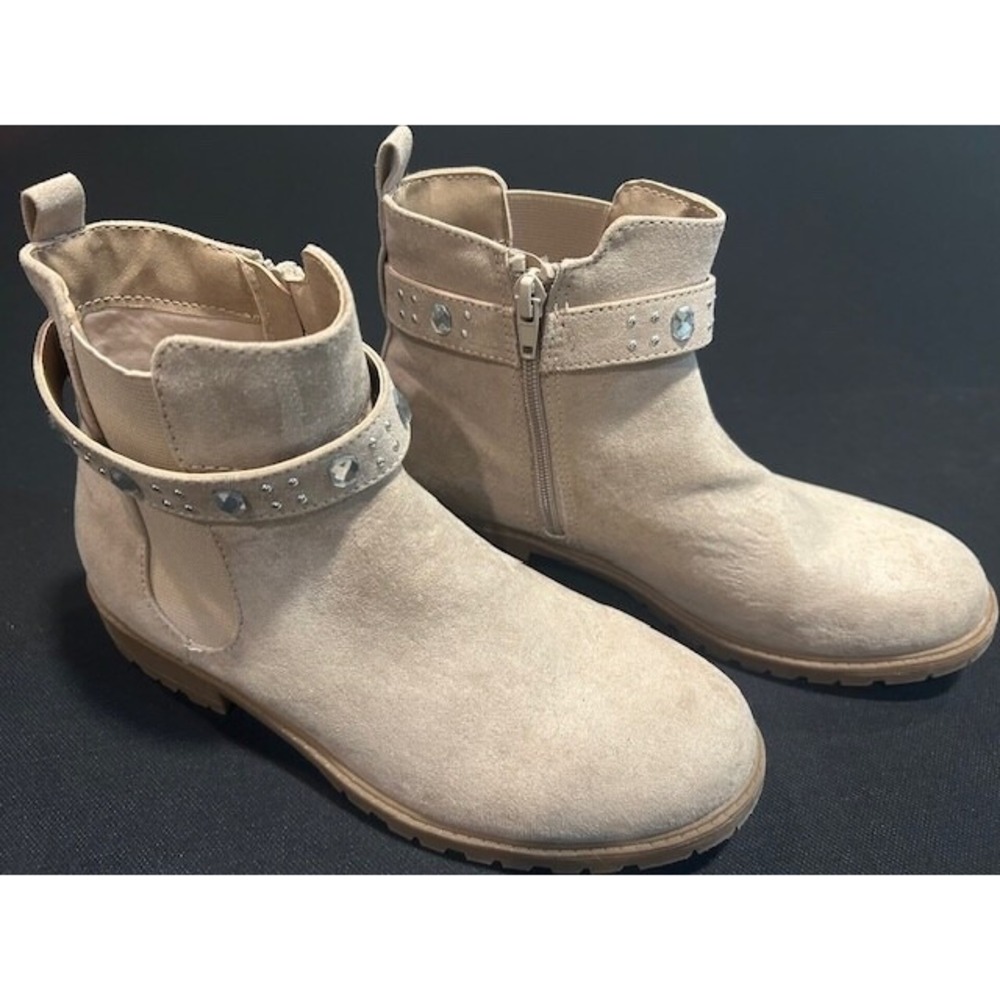 STEVE MADDEN Kids Girl's J Fancy Bedazzled Tan Chelsea Ankle Boots Bootie-Size 5